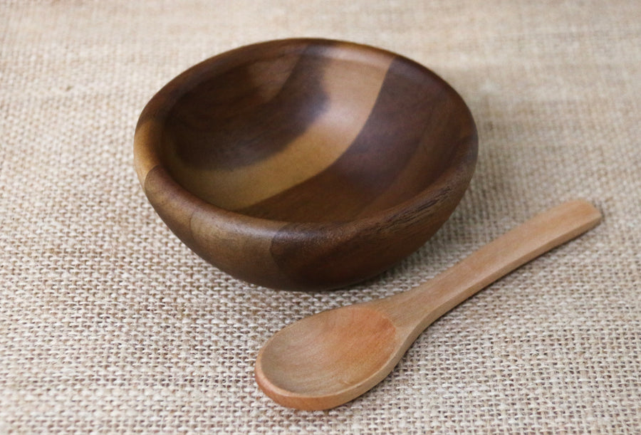 Luxe Acacia Wood Mask Bowl + Spoon Set